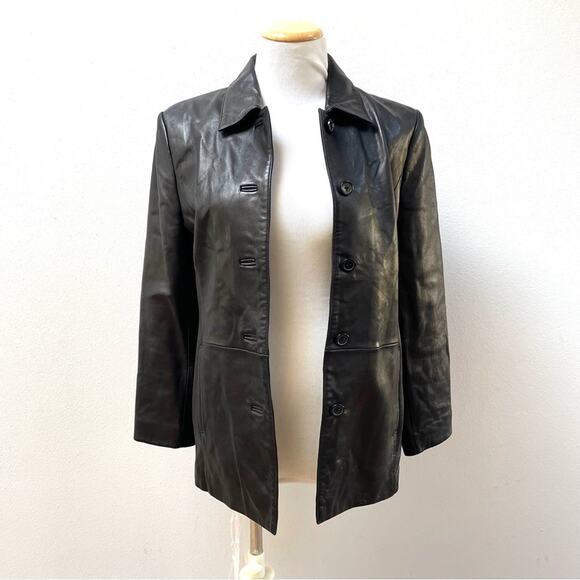 Vintage 100% Leather Petite Sophisticate Jacket in Black Women's Small $250 - Picture 1 of 12